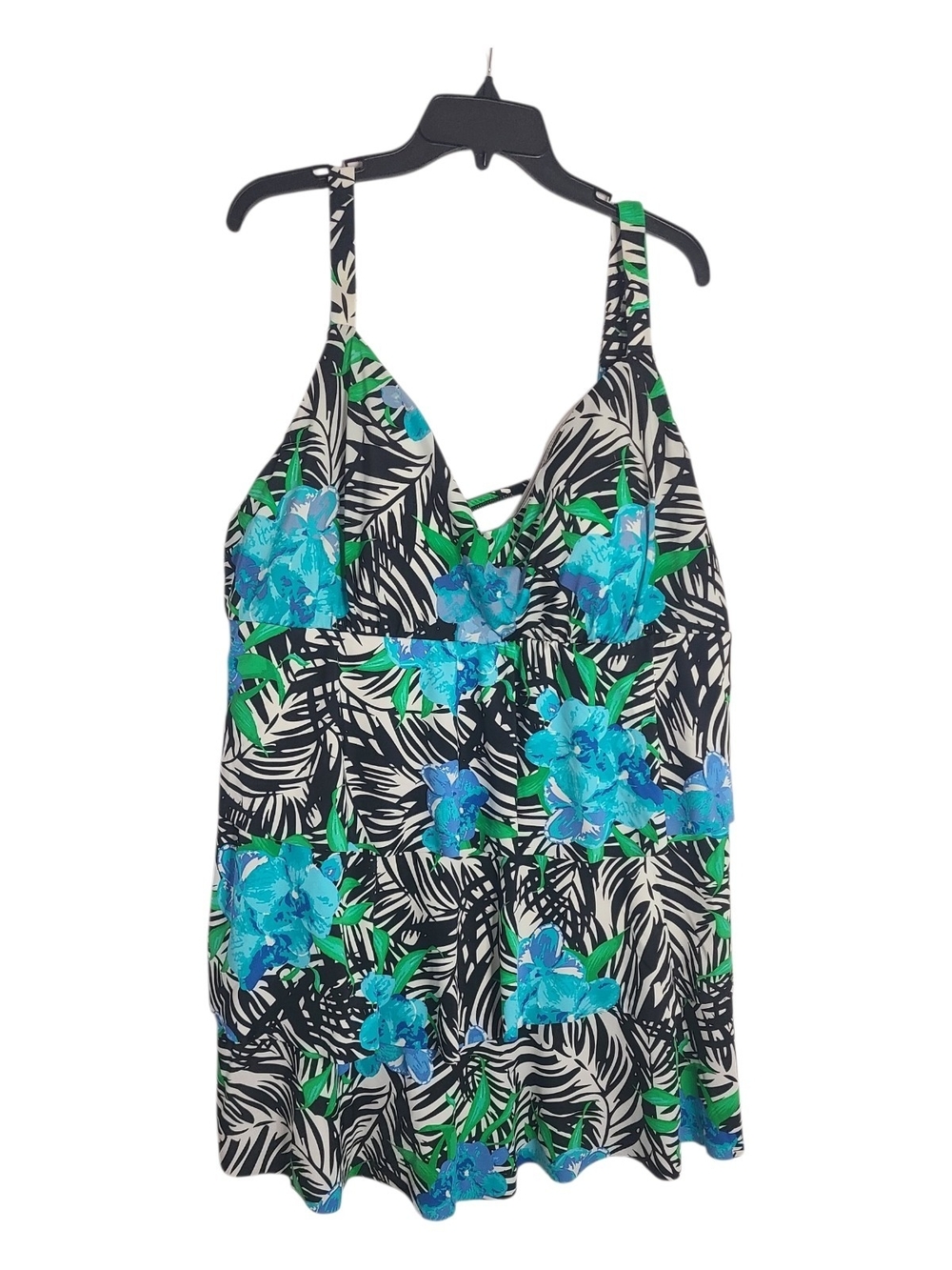 NWT Catherines Tiered Swimdress Floral Palm Swimsuit 30W